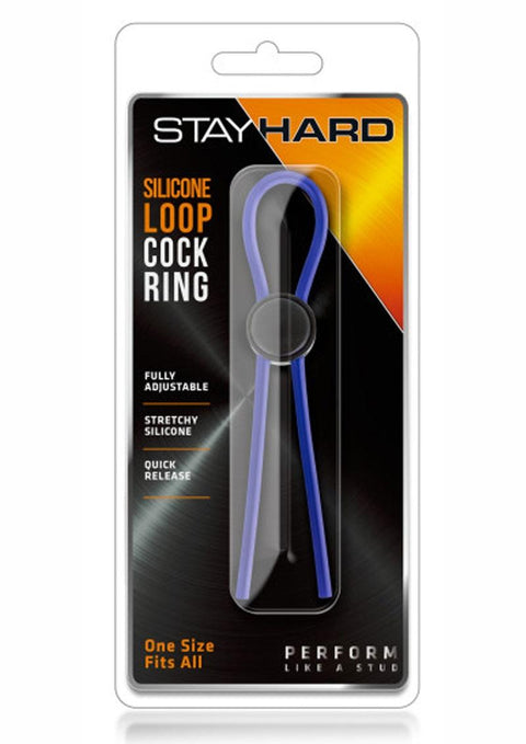 Stay Hard Silicone Loop Cock Ring - Azul