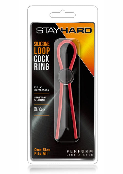 Stay Hard Silicone Loop Cock Ring - Rojo