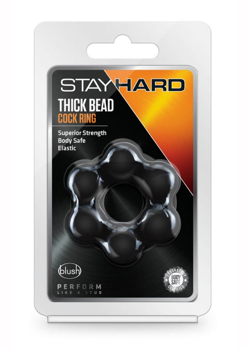 Stay Hard Thick Bead Cock Ring - Negro