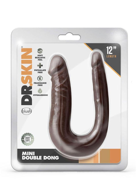 Dr. Skin+ - Mini doble dildo - Chocolate 12"