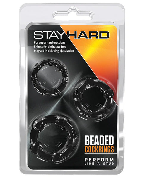 Stay Hard Beaded Cock Rings - Negro