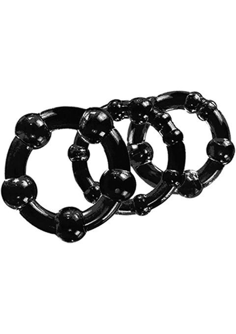 Stay Hard Beaded Cock Rings - Negro