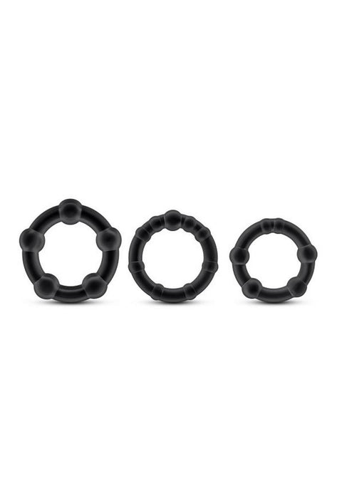 Stay Hard Beaded Cock Rings - Negro